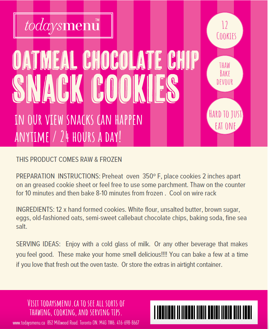 Oatmeal Snack Cookies (12 Cookies)