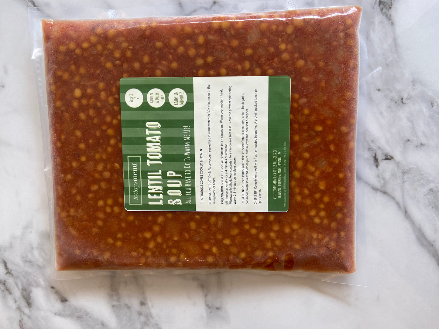 Lentil Tomato Soup (Serves 2)