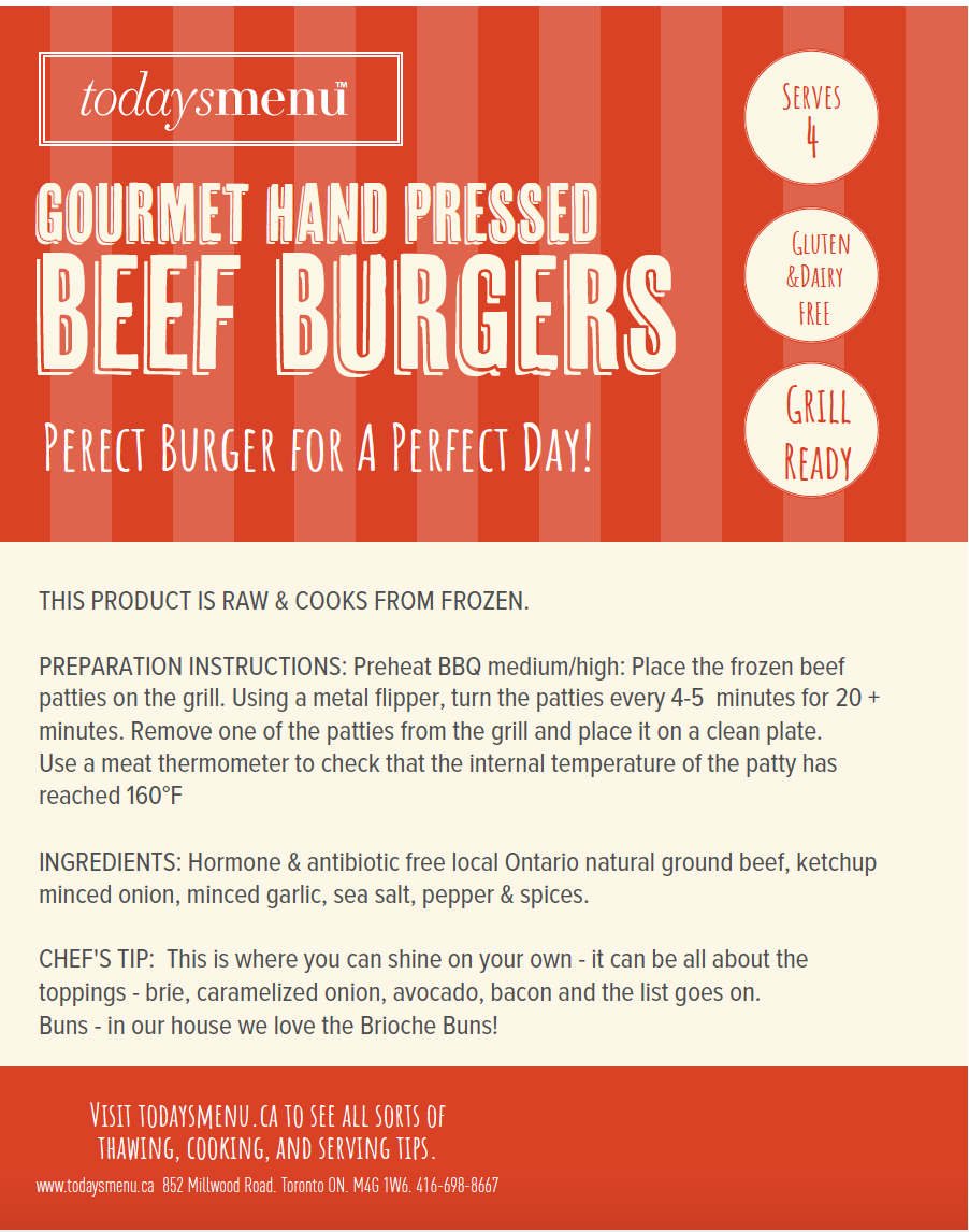 Gourmet Beef Burgers (Serves 4)