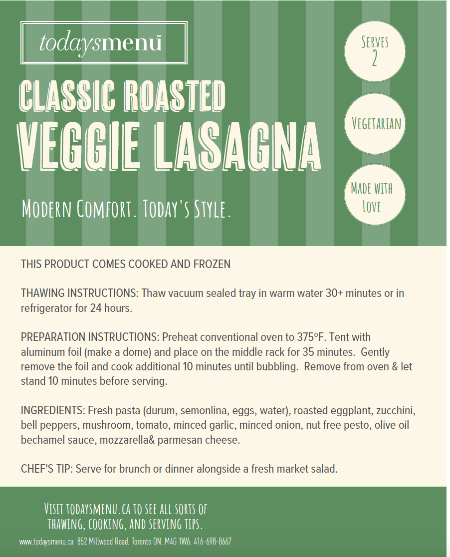 Roasted Vegetable Lasagna (Serves 2)