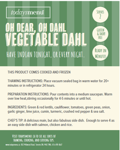 Vegetable Dahl (Serves 4)