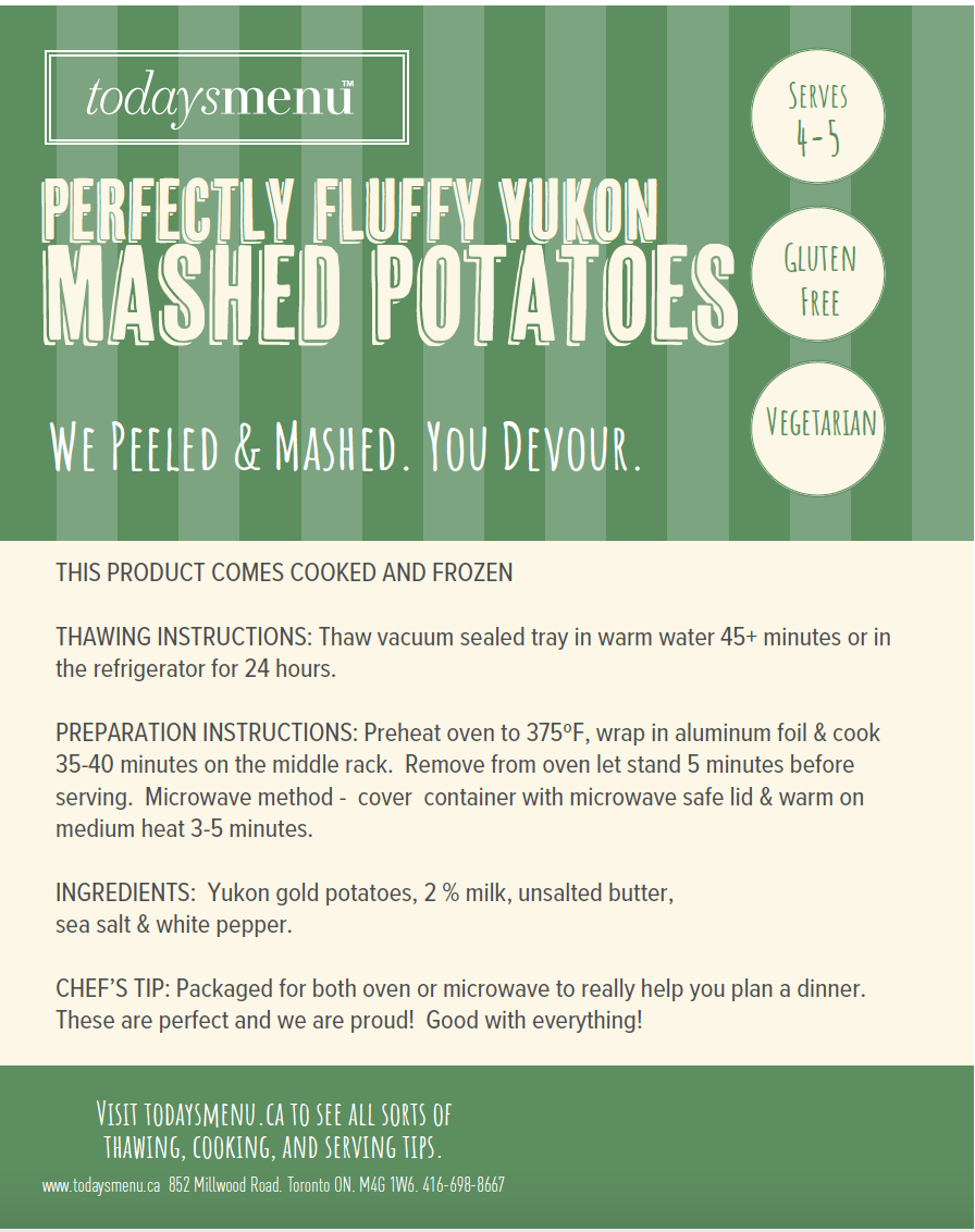 Yukon Gold Mashed Potatoes (Serves 4-5)