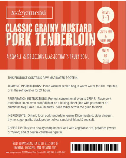 Grainy Pork Tenderloin & Yukon Potato Mash(Serves 2-3)