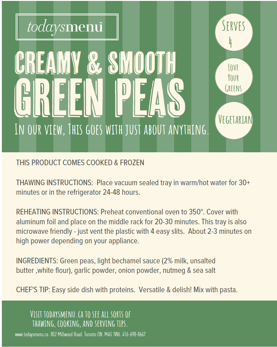 Creamy Classic Peas(Serves 4)