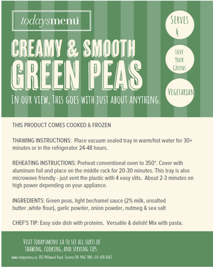 Creamy Classic Peas(Serves 4)
