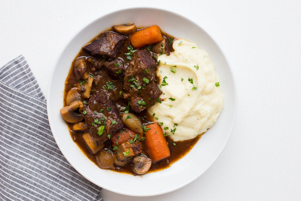 Beef Bourguignon & Yukon Mash Potatoes (Serves 2)