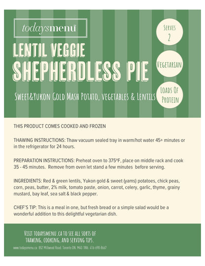 Lentil Veggie Shepherdless Pie (Serves 2-3)