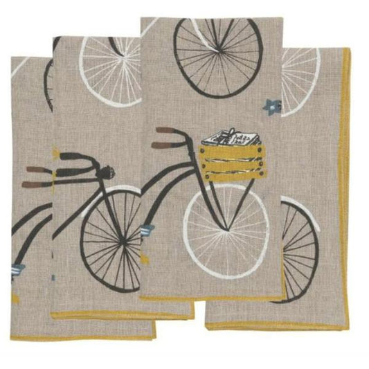 Napkins Bicycle Linen Napkins (4) - Today's Menu