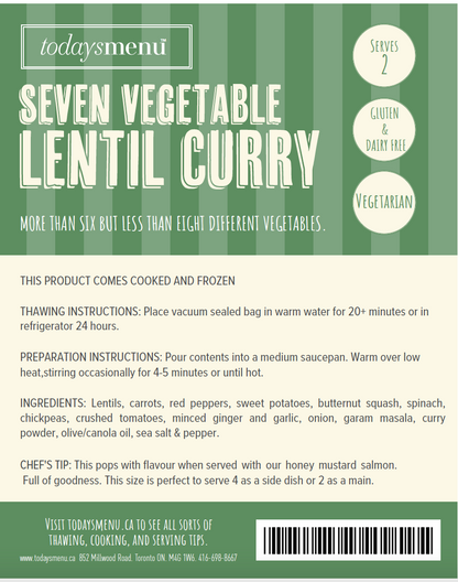 7 Vegetable Lentil Curry & Basmati Rice (Serves 2)