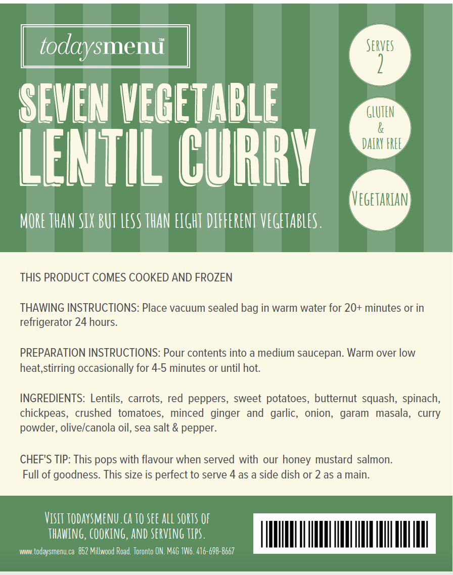 7 Vegetable Lentil Curry (Serves 2)