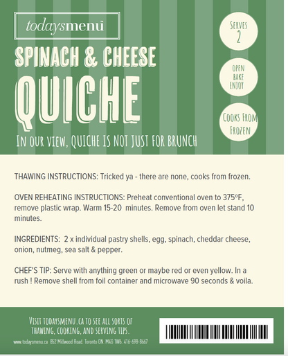 Spinach & Cheese Quiche (Serves 2)