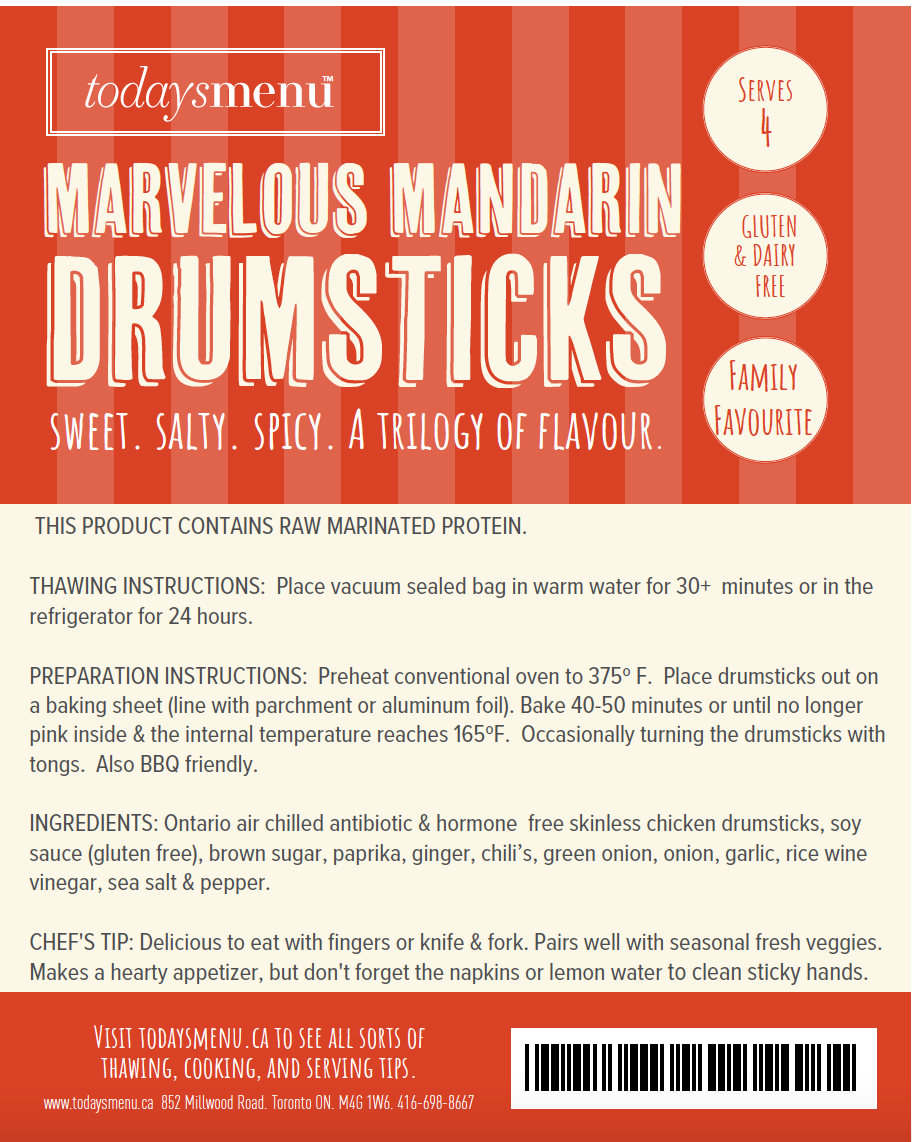 Marvelous Mandarin Drumsticks (Serves 4)