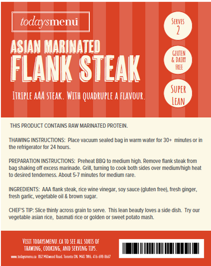Triple AAA Flank Steak in an Asian Inspired Marinade (Serves 2)