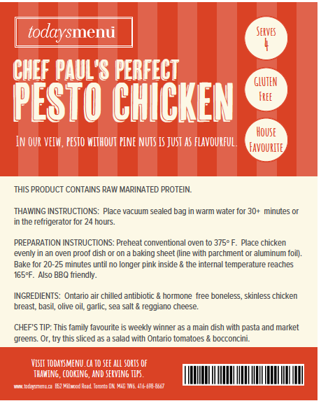 Chef Paul's Perfect Pesto Chicken (Serves 4)
