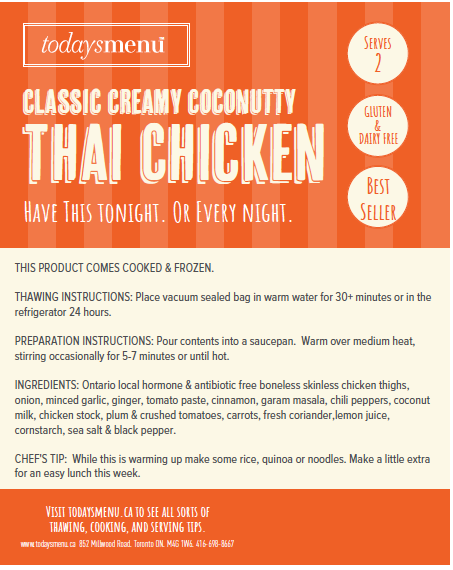 Thai Coconut Chicken (Serves 2)