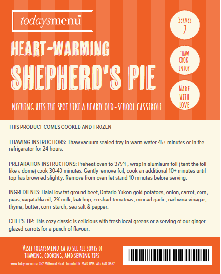 Shepherd's Pie & Ginger Glazed Carrots(Serves 2)