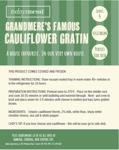 Grandmere's Famous Cauliflower Gratin (Serves 4)