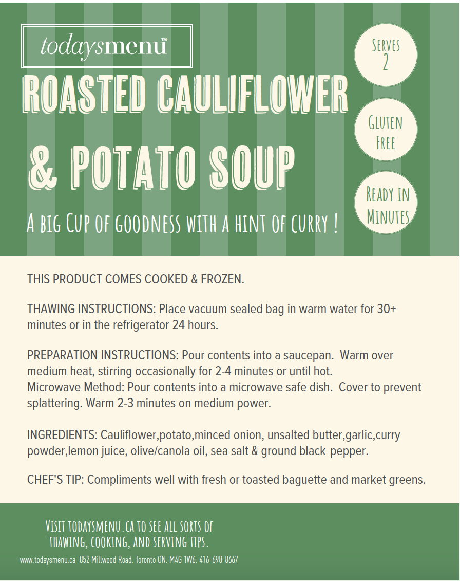 Roasted Cauliflower & Potato Soup ( Serves 2)