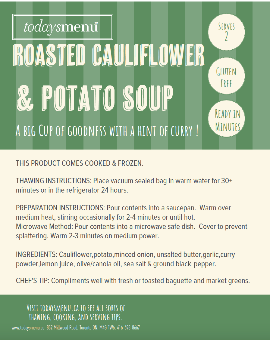 Roasted Cauliflower, Curry & Potato Soup (Serves 4)