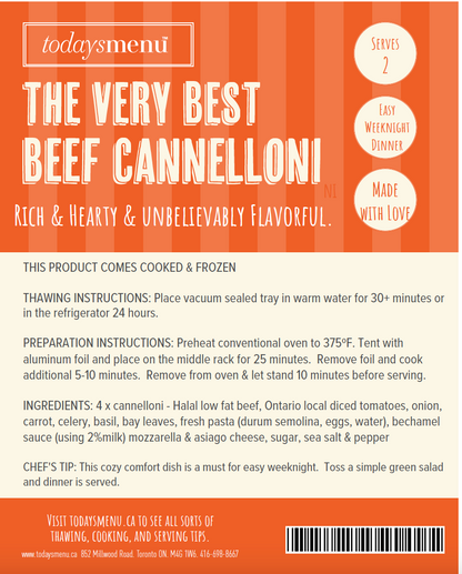 The Very Best Beef Cannelloni (Serves 2)