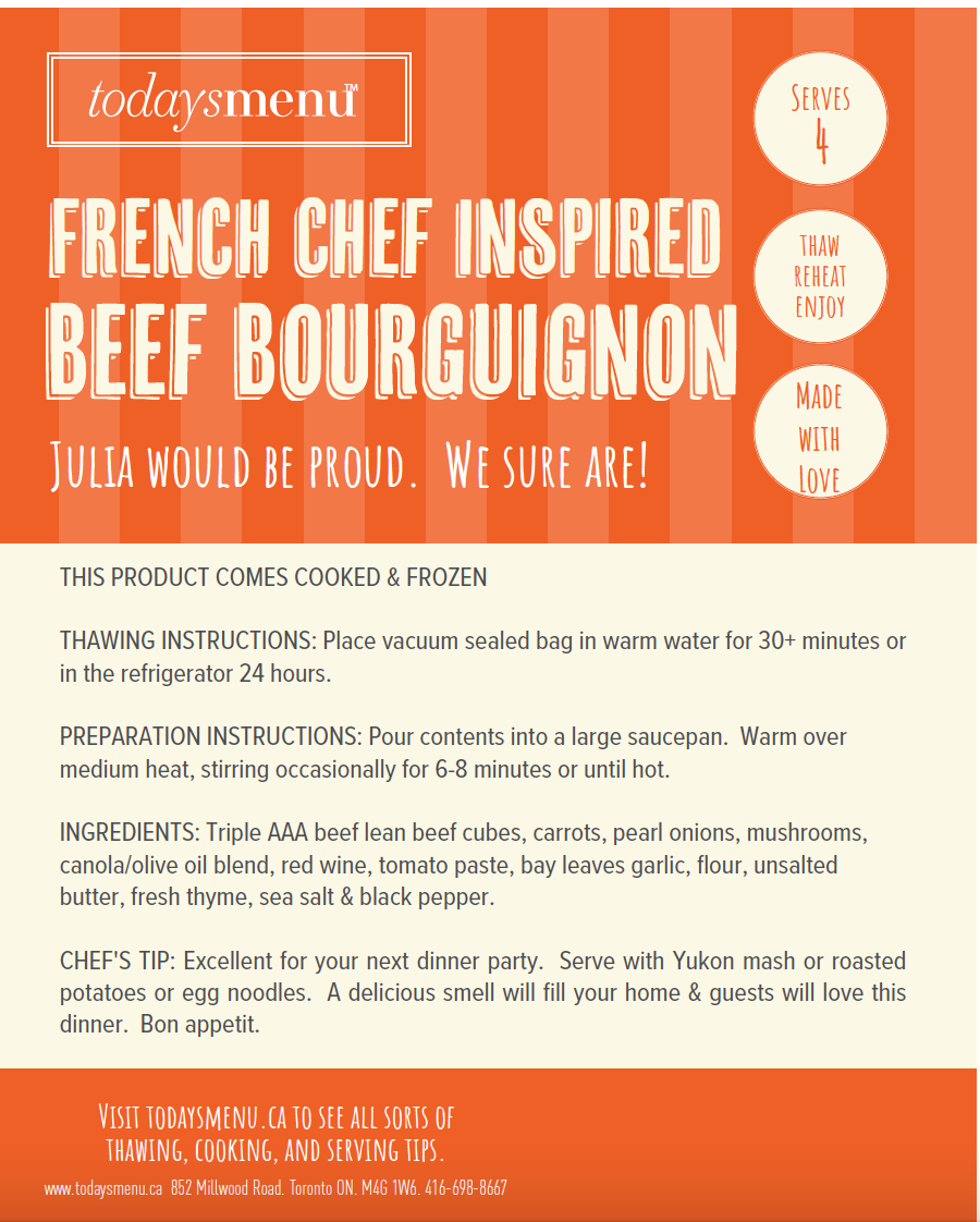 Beef Bourguignon (Serves 4)