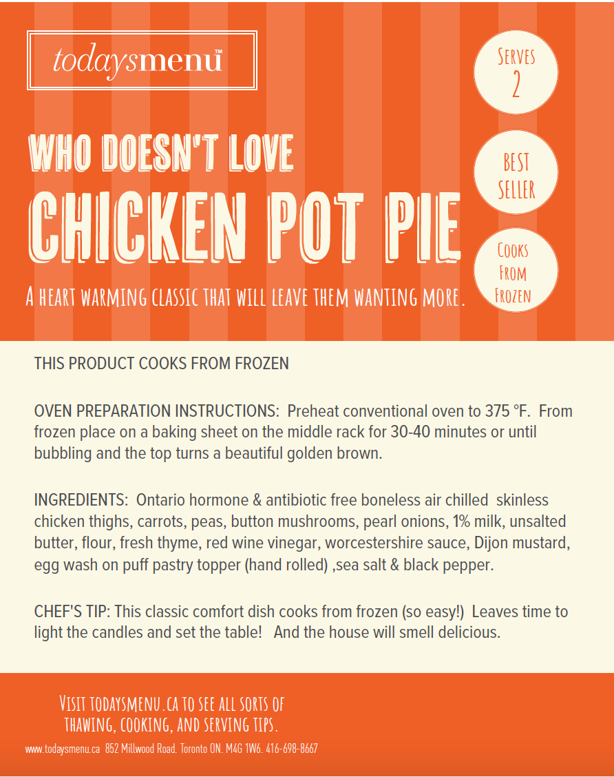 Chicken Pot Pie (Serves 2)