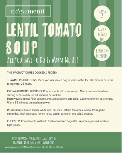 Lentil Tomato Soup (Serves 4)