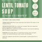 Lentil Tomato Soup (Serves 2)