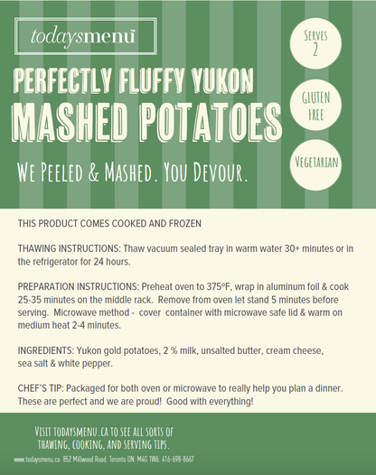 Yukon Gold Mashed Potatoes (Serves 2-3)